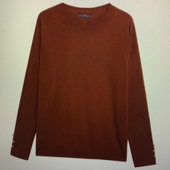 NWT Violeta by Mango Decorative Button Dark Dark Red Sweater XL - Picture 6 of 8